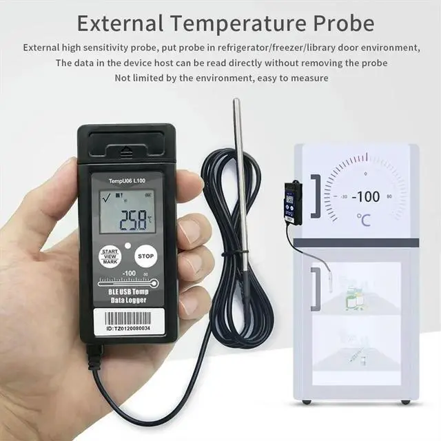 Alt view image 3 of 6 - TempU06 -100°C Low Temperature Data Logger Digital 32000 Points Bluetooth USB Temperature Recorder ForCold Chain