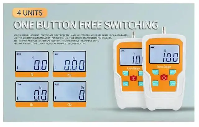 Main image of Digital Force Gauge Push and Pull Meter Dynamometer Tension Pressure Tester Thrust Meter Compression Load Plug 100N
