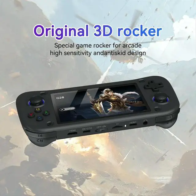 Alt view image 2 of 6 - G28 Retro Handheld Video Game Console 64GB 10000+Game 4.3 Inch Screen Linux Pocket Player for PSP/PS1/N64 Simulator D