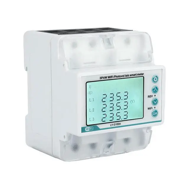 Alt view image 5 of 6 - 3 Phase 4 Wire 100A Tuya Bi-Directional Energy Power KWh Meter over Under Voltage Protector over Load Protect