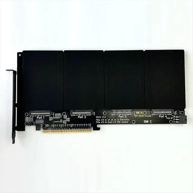 Alt view image 5 of 6 - R37A PCIe 4.0 X16 to 4-Port U.2 SSD Split Expansion Card for Gen4 X16 Hard Disk Split Expansion Card GPU Dock