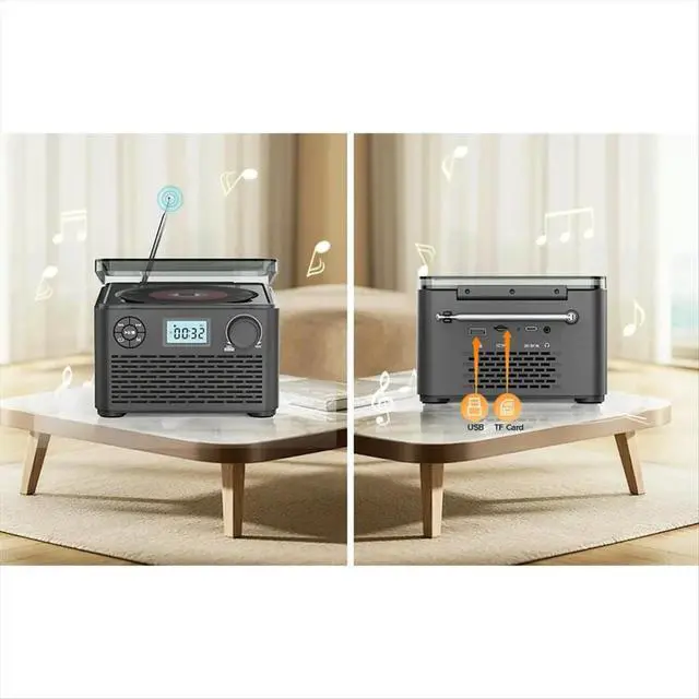 Alt view image 4 of 6 - Cd Player with Speakers and Bluetooth Small Rechargeable CD with USB Mp3 and FM Radio
