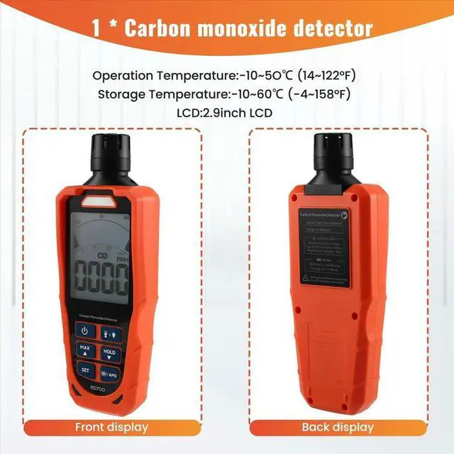 Alt view image 6 of 6 - RD700 CO Meter Carbon Monoxide Detector with High Precision Sensor Professional Gas Analyzer Air Tester