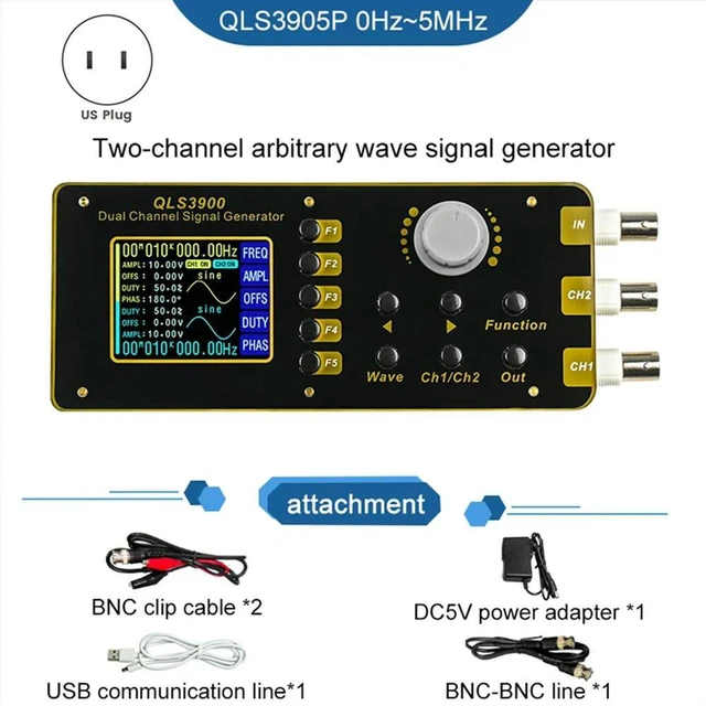 Alt view image 6 of 6 - 2.4 Inch TFT DDS Function Arbitrary Waveform Signal Generator Digital Dual-Channel Frequency Meter 0.01Hz-5MHz US PLUG