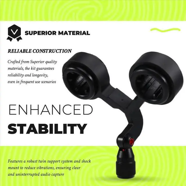 Alt view image 5 of 6 - Dual Microphone Stand Kit for SM57 Universal Twin Support Shock Mount Presidential Microphone Installation