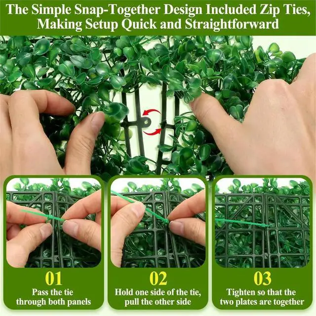 Alt view image 6 of 6 - 25Pcs Artificial Grass Wall Panels 10" X 10" Greenery Backdrop UV-Protected for Decor Wedding Garden Fence Decorations