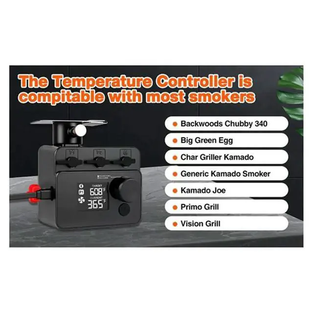 Alt view image 5 of 6 - Bluetooth BBQ Grill Temperature Controller, Automatic Smoker Fan for Big Green Egg, Kamado Joe, Primo, Akorn Kamado