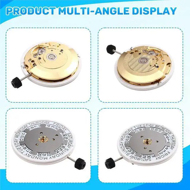 Alt view image 4 of 6 - 3 Hands Date At 3 Day 12 Movement for Seagull ETA 2834-2 Automatic Winding Mechanical Movement Up and Down Calendar