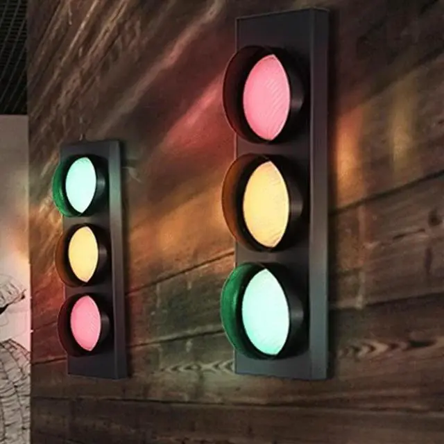 Alt view image 5 of 6 - 15W LED Red Green Yellow Wall Light with Remote Control Vintage Industrial Style Lighting for Bar, Restaurant Indoor Use
