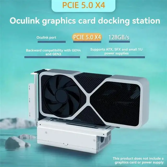 Alt view image 2 of 6 - GPU OCuLink GPU Dock PCIe 5.0x4 GDP Laptop to External Video Graphics Card M.2 Oculink SFF8611 to PCIE X16 Bend White