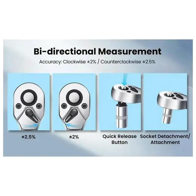 Alt view image 3 of 6 - Mini Digital Torque Wrench ZWM-R Automotive Repair Screw Tightening Torque Wrench with 10-Piece Socket Set ZWM-R-30