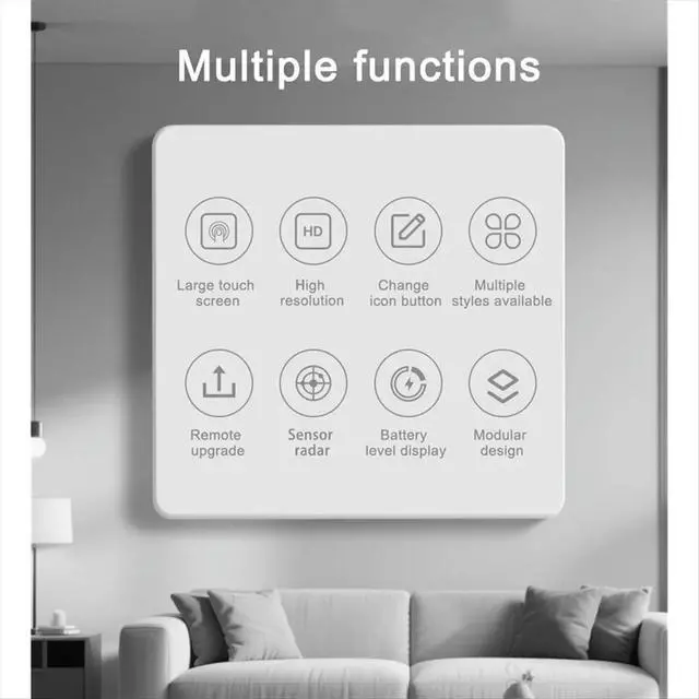 Alt view image 3 of 6 - Tuya 4inch Touch Screen Switch Support 1/2/3Gang/Curtain/Roller Blind Switch 6in1 Multi Language for Alexa