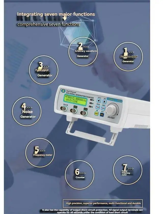 Main image of MHS5200A Digital DDS Function Signal Generator Dual-Channel Frequency Counter Arbitrary Waveform Pulse EU PLUG 0-20MHZ
