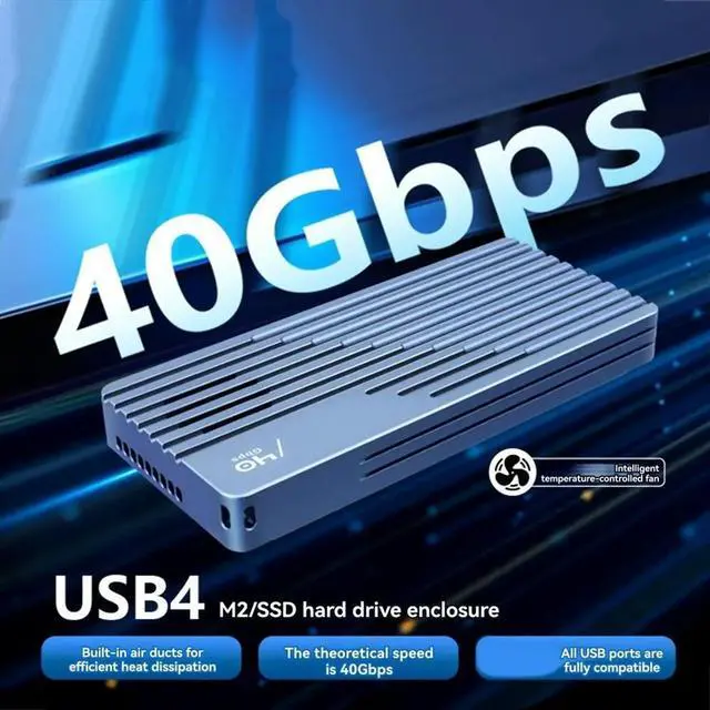 Main image of M.2 SSD Enclosure 40Gbps M.2 NVMe Case USB4/USB3.2 Type C SSD Case Cooling for 2280/2230 SSD Disk for Thunderbolt 4/3 B
