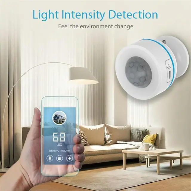 Alt view image 6 of 6 - 4PCS Z-Wave 700 PIR Motion Detector with Temperature Humidity Light Sensor Home Automation Work with thing Vera B