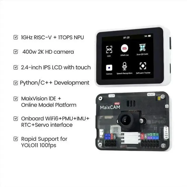 Alt view image 4 of 6 - MaixCAM Pro RISC-V AI Development Board NPU Vision Camera Lmage Processing Audio Yolo Contest Camera with