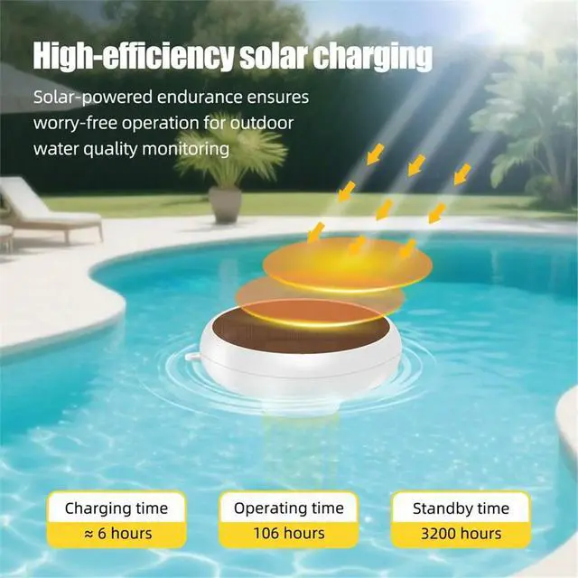 Alt view image 5 of 6 - Tuya Zigbee Swimming Pool Water Tester PH ORP EC TDS Salinity Temperature CL Test Analyzer Solar Powered