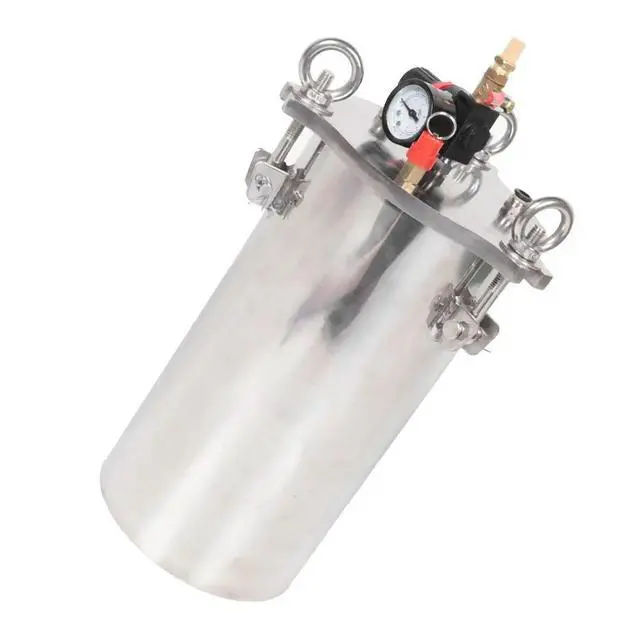 Alt view image 6 of 6 - Dispenser Pressure Tank 304 Stainless Steel Pressure Barrel Dispensing Valve Fluid Dispensing Bucket 5L