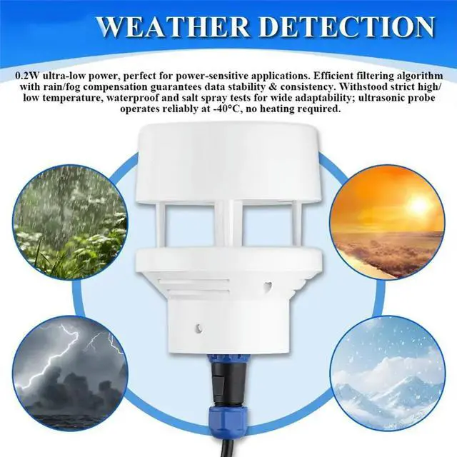 Alt view image 6 of 6 - 0-45m/S Ultrasonic Wind Speed and Direction Sensor Module Detection Weather Station Transmitter Output RS485