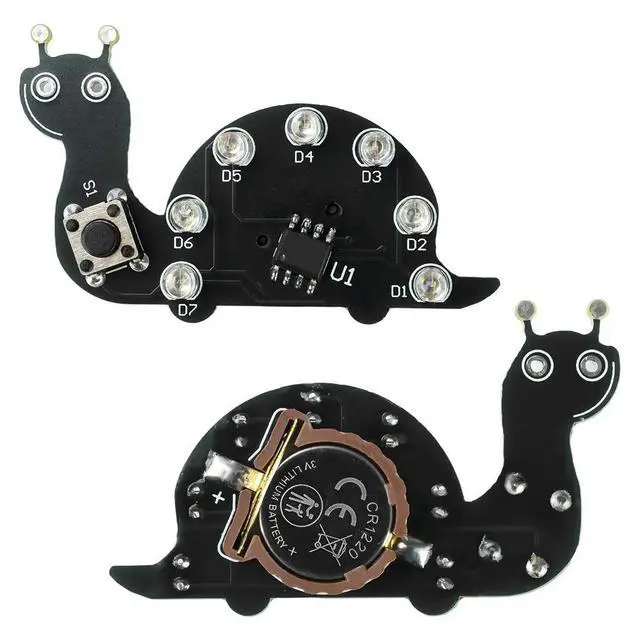 Alt view image 2 of 6 - Mini PCB Soldering Board Kit Snail Shaped 7 Green LED STC8G1K17 Electronic DIY Project STEM Teaching Soldering Practice Parts