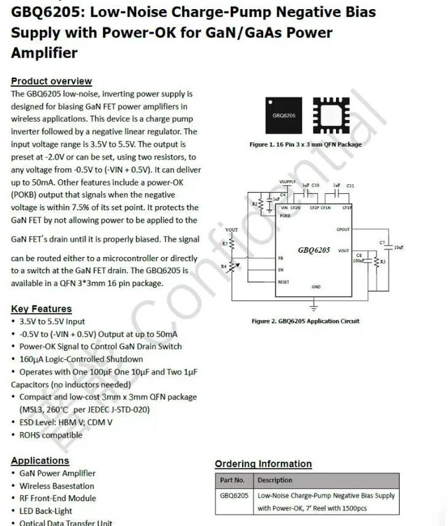 Main image of GBQ6205 LowNoise GaN Bias Supply Control IC with SingleChannel PA Gate Bias Control