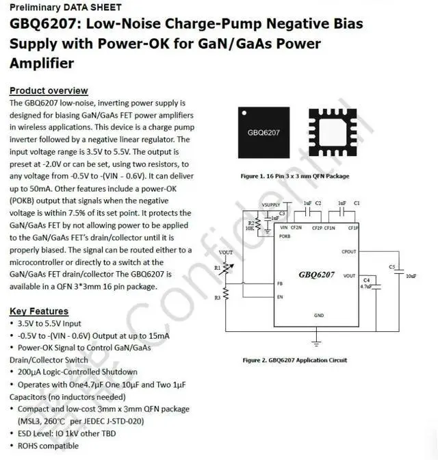 Main image of GBQ6207 Low-Noise GaN Bias Supply Control IC with Dual-Channel PA Gate Voltage Control