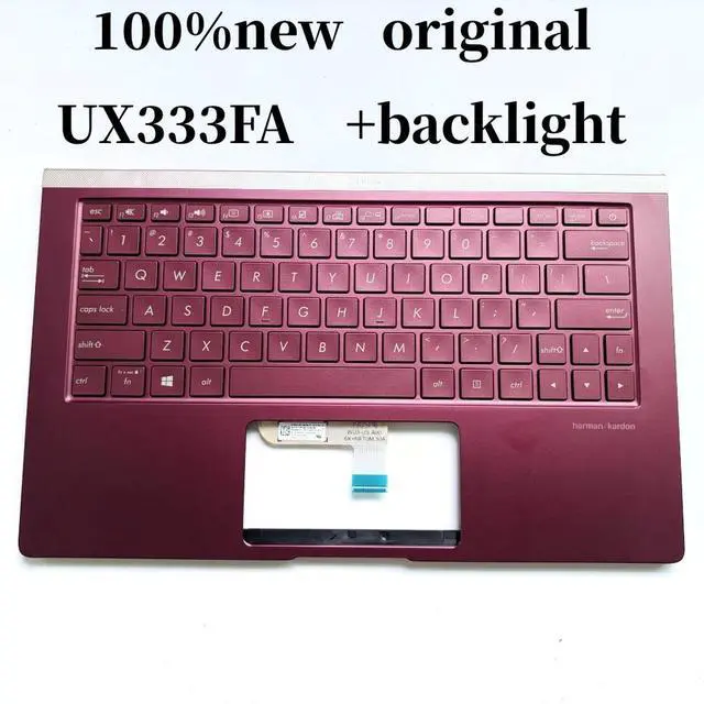 Main image of 100%US English For UX333 UX333FA laptop keyboard Palmrest Assembly top cover C case RED with backlight 90NB0JV6-R31US0