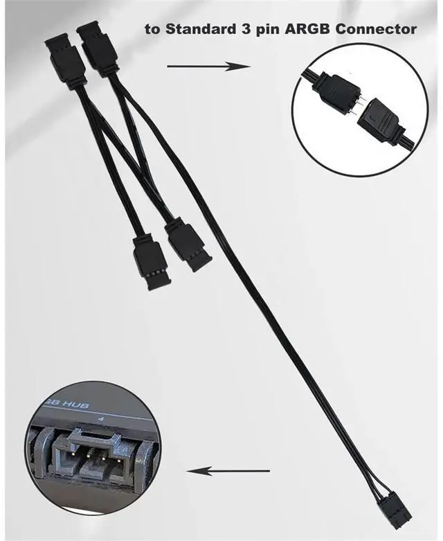 Main image of 1 to 4 ARGB Splitter Extension Cable Connect to 5V 3-Pin ARGB for Commander Core and ICUE Commander CORE XT