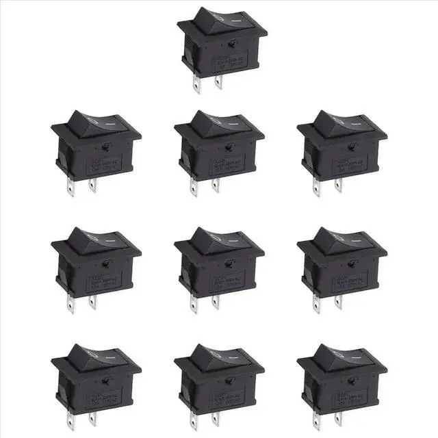 Alt view image 3 of 3 - 10 Pcs SPST Mini Black 2 Pin Rocker Switch AC 125V 10A 250V 6A