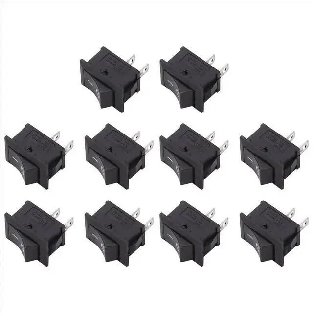 Alt view image 2 of 3 - 10 Pcs SPST Mini Black 2 Pin Rocker Switch AC 125V 10A 250V 6A
