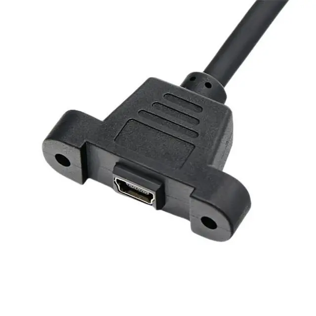 Alt view image 2 of 3 - Mini USB USB 2.0 Male Connector to Mini USB 2.0 Female Extension Cable Pitch 27.5mm with Screws Panel Mount Hole 0.