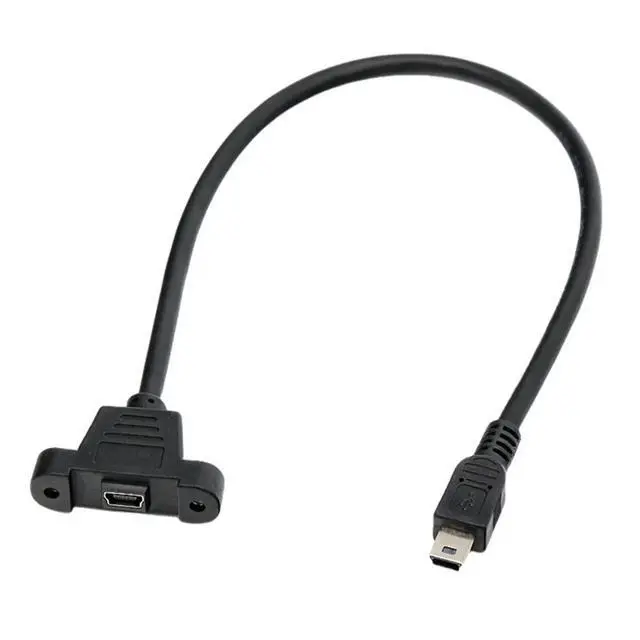 Alt view image 3 of 3 - Mini USB USB 2.0 Male Connector to Mini USB 2.0 Female Extension Cable Pitch 27.5mm with Screws Panel Mount Hole 0.