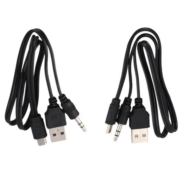 Alt view image 3 of 3 - USB 2.0 to Mini A Male 3.5mm Jack Plug Audio Data Cable 45cm 2 Pcs