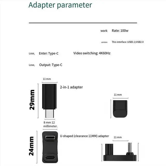 Main image of 100W USB 3.2 Type C Male to Female 1 to 2 Adapter OTG 10Gbps Fast Data 4K Tablet USB-C Charging Converter-B