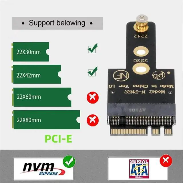 Main image of M.2 Network Card A+E KEY Bit to 2242 NVME Hard Drive M.2 NGFF SSD Adapter Card
