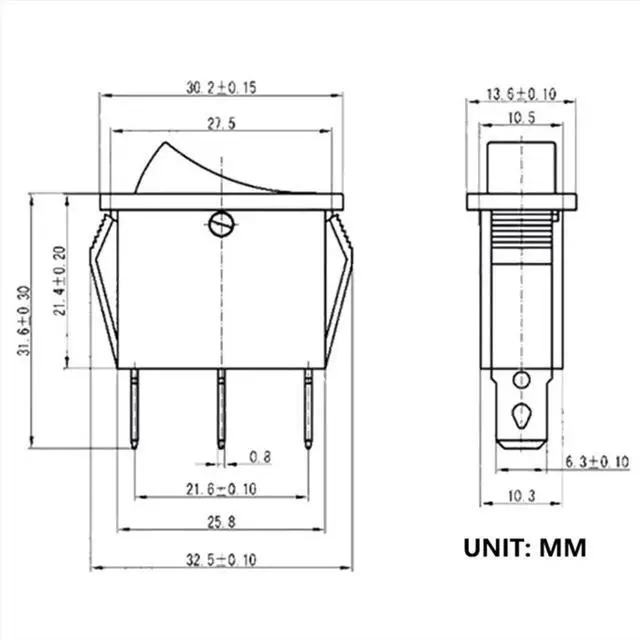Main image of 5Pcs Lighted Rocker Switch Red on Off 3 Pin 2 Position Mini Boat Rocker Swtiches for Electric Fireplaces