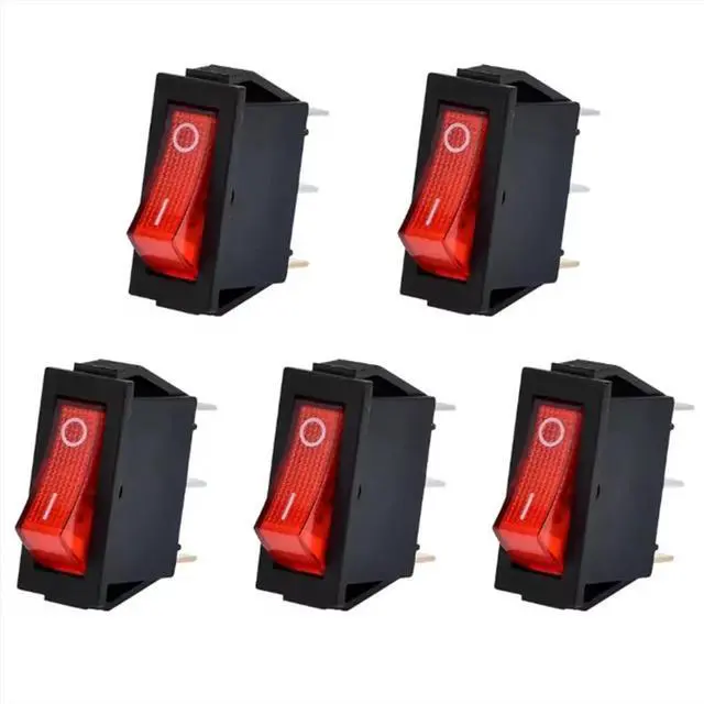 Alt view image 2 of 3 - 5Pcs Lighted Rocker Switch Red on Off 3 Pin 2 Position Mini Boat Rocker Swtiches for Electric Fireplaces