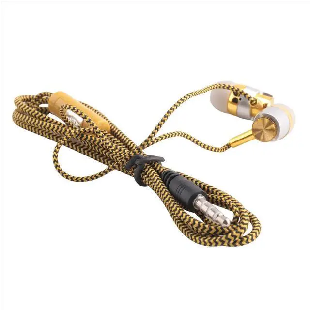 Main image of H-169 3.5mm MP3 MP4 Wiring Subwoofer Braided Cord, Headphones with Wheat Wire Control(Golden)
