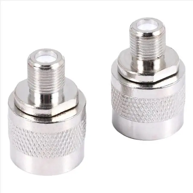 Alt view image 2 of 3 - 2pcs N Type male plug to F female coaxial adapter connector for antenna,silver