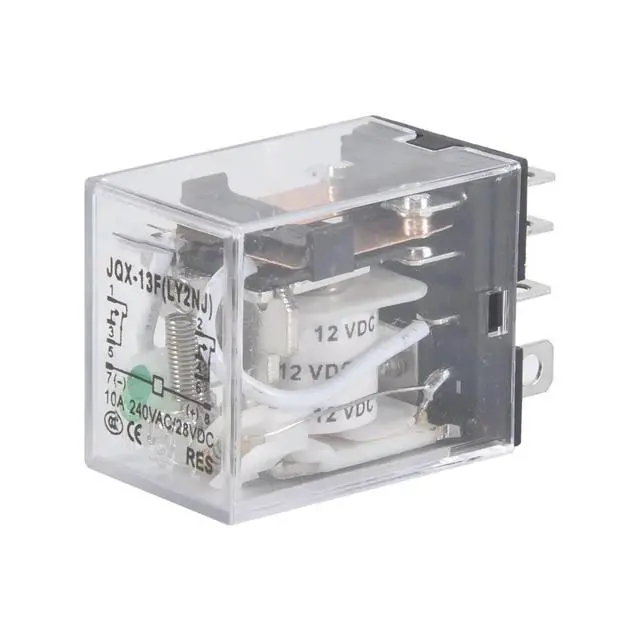 Alt view image 3 of 3 - JQX-13F LY2 DC 12V Coil 8-Pin DPDT Green LED Electromagnetic Relay