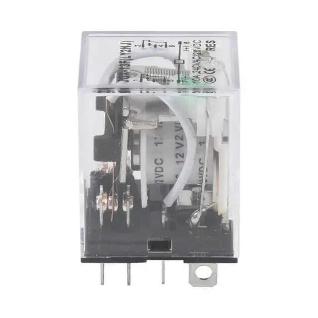 Alt view image 2 of 3 - JQX-13F LY2 DC 12V Coil 8-Pin DPDT Green LED Electromagnetic Relay