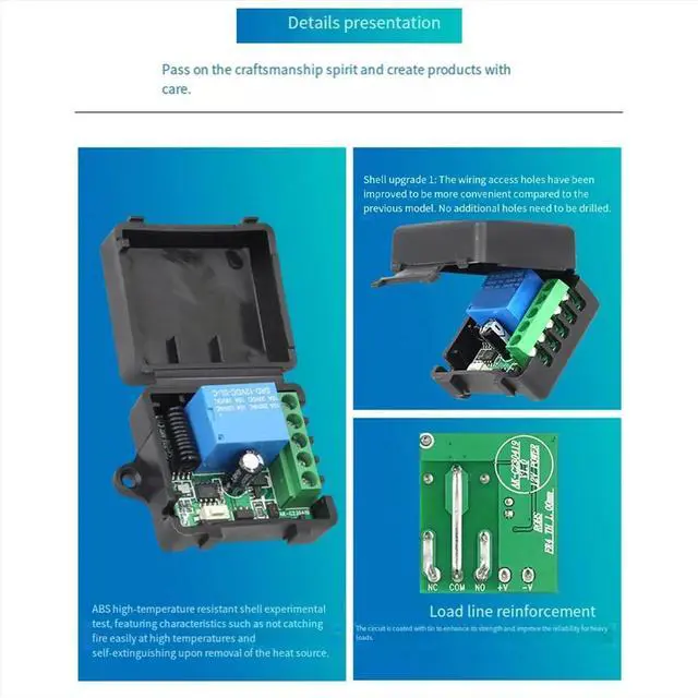 Main image of 433Mhz Remote Control Switch DC 12V 1CH Relay Receiver Module for Home Automation Black