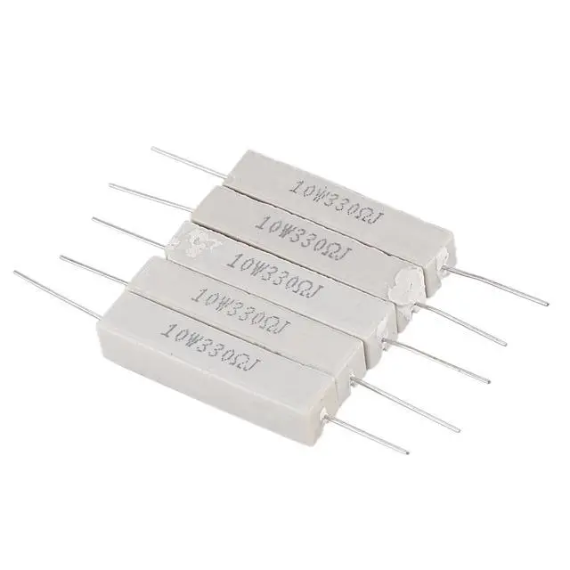 Alt view image 2 of 3 - 5 x 330 Ohm 5% 10W Watt Wirewound Ceramic Cement Resistors White