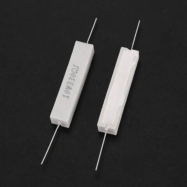 Alt view image 3 of 3 - 5 x 330 Ohm 5% 10W Watt Wirewound Ceramic Cement Resistors White