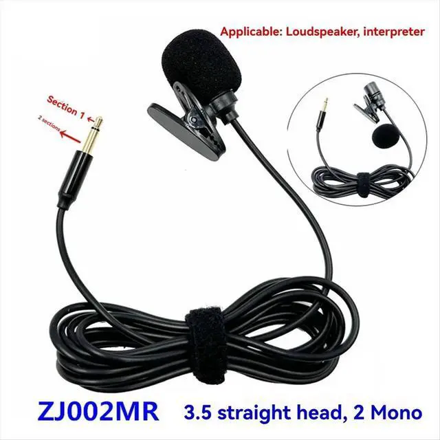 Alt view image 3 of 6 - Lavalier Microphone Mic Stereo Audio Mini Wired Mic 3.5mm Plug for Loudspeaker Interpreter