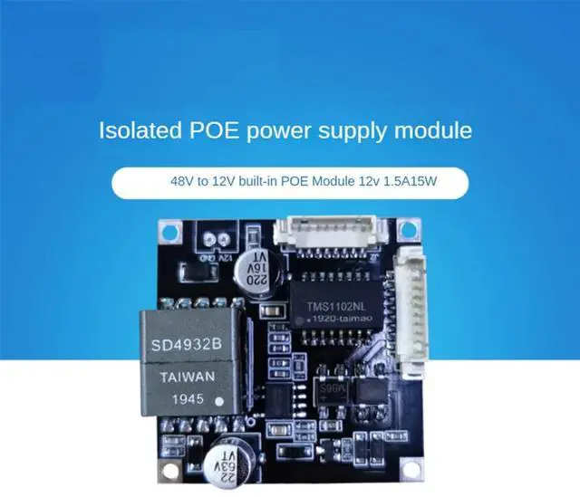 Main image of 48V to 12V PoE Module for Security CCTV Network IP Cameras Power over Ethernet Modules IEEE802.3af 12V1.5A Output 15W