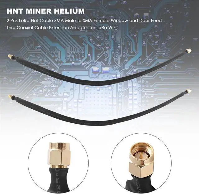 Main image of 2 Pcs LoRa Flat Cable SMA Male to SMA Female Window and Door Feed Thru Coaxial Cable Extension Adapter for LoRa