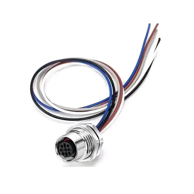 Alt view image 3 of 6 - NMEA 2000 for 5Pin A Code Femal Cable Bulkhead Front Panel Mount IP67 Pre-Assembly Pigtail Wireable Socket