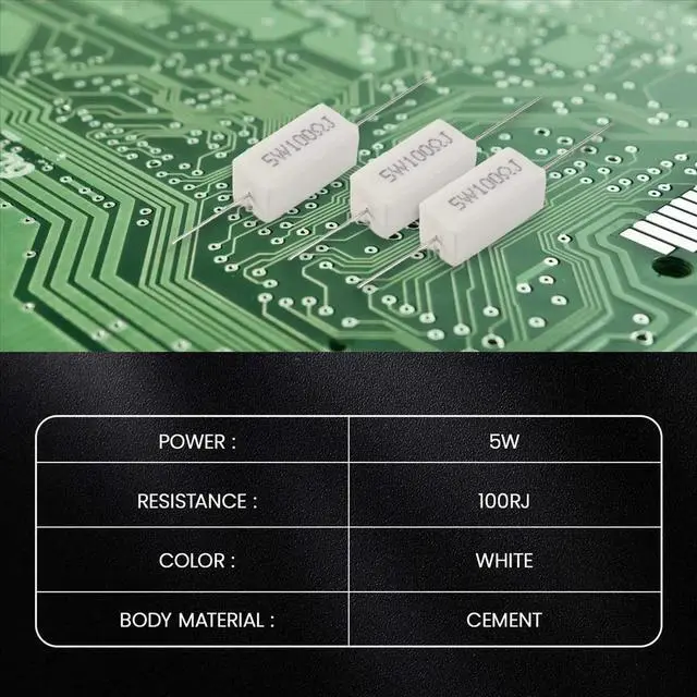 Alt view image 3 of 3 - 10x Wirewound Ceramic Cement Resistors 100 Ohm 5W Watt 5%