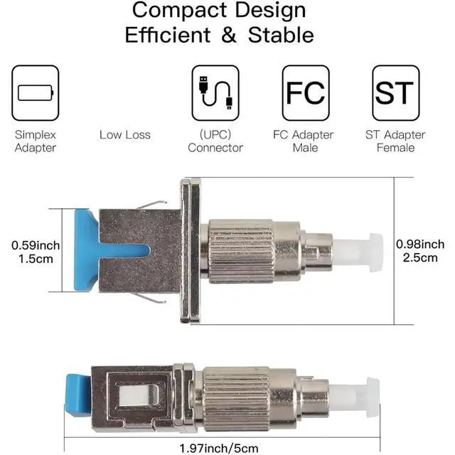 Alt view image 2 of 3 - 2 Pcs FC Male to SC Female Hybrid Optical Fiber Adapter Simplex Fiber Flange Connector 9/125um SM Optical Equipment Tool